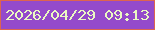 文字の大きさ：3、枠の色：dd644f、背景の色：944acb、文字の色：eaf9c2 無料ブログパーツのブログ時計