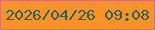 文字の大きさ：2、枠の色：dd706c、背景の色：f89329、文字の色：296254 無料ブログパーツのブログ時計