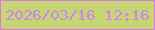 文字の大きさ：1、枠の色：dd76e4、背景の色：c6d674、文字の色：cc85e9 無料ブログパーツのブログ時計