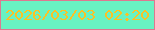 文字の大きさ：4、枠の色：dd7890、背景の色：68f2c2、文字の色：fcc124 無料ブログパーツのブログ時計