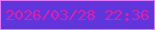 文字の大きさ：1、枠の色：dd7afe、背景の色：5f36dc、文字の色：df1eab 無料ブログパーツのブログ時計