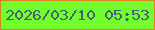 文字の大きさ：5、枠の色：dd8324、背景の色：74fd2c、文字の色：426373 無料ブログパーツのブログ時計