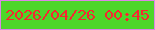 文字の大きさ：2、枠の色：dd85e7、背景の色：4dd62a、文字の色：f72730 無料ブログパーツのブログ時計