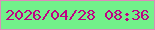 文字の大きさ：1、枠の色：dd8bba、背景の色：72f18a、文字の色：bf0284 無料ブログパーツのブログ時計