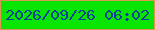 文字の大きさ：2、枠の色：dd9555、背景の色：08e500、文字の色：0b4297 無料ブログパーツのブログ時計