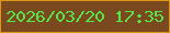 文字の大きさ：4、枠の色：dd9817、背景の色：7b491f、文字の色：57e64a 無料ブログパーツのブログ時計