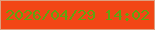 文字の大きさ：1、枠の色：dd9f7f、背景の色：f24615、文字の色：62a310 無料ブログパーツのブログ時計