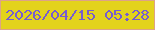 文字の大きさ：5、枠の色：dda387、背景の色：e3d31c、文字の色：765dd1 無料ブログパーツのブログ時計