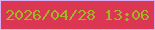 文字の大きさ：5、枠の色：ddaff2、背景の色：db3753、文字の色：a0b529 無料ブログパーツのブログ時計