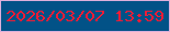 文字の大きさ：4、枠の色：ddb0db、背景の色：025287、文字の色：ef1c36 無料ブログパーツのブログ時計