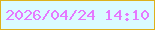 文字の大きさ：2、枠の色：ddb11b、背景の色：dafbff、文字の色：e579fe 無料ブログパーツのブログ時計