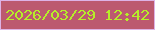 文字の大きさ：1、枠の色：ddb2e6、背景の色：bc596f、文字の色：b6ee29 無料ブログパーツのブログ時計