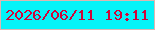 文字の大きさ：3、枠の色：ddb6b1、背景の色：05f3f8、文字の色：d10539 無料ブログパーツのブログ時計