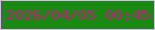 文字の大きさ：5、枠の色：ddb8f3、背景の色：188a12、文字の色：c41b80 無料ブログパーツのブログ時計