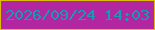 文字の大きさ：5、枠の色：ddbd09、背景の色：b326a2、文字の色：159cb1 無料ブログパーツのブログ時計