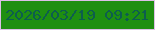 文字の大きさ：5、枠の色：ddc0e7、背景の色：1f8f11、文字の色：0d5e4d 無料ブログパーツのブログ時計