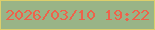 文字の大きさ：4、枠の色：ddcf6b、背景の色：99b487、文字の色：ee624b 無料ブログパーツのブログ時計