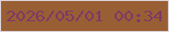 文字の大きさ：5、枠の色：ddd2d5、背景の色：995f34、文字の色：813865 無料ブログパーツのブログ時計
