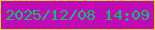 文字の大きさ：4、枠の色：ddd52d、背景の色：bf0ab6、文字の色：0bc269 無料ブログパーツのブログ時計
