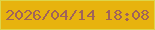 文字の大きさ：4、枠の色：ddd54a、背景の色：e7b30e、文字の色：a0635a 無料ブログパーツのブログ時計