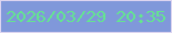 文字の大きさ：2、枠の色：ddd5f0、背景の色：8098da、文字の色：64e590 無料ブログパーツのブログ時計