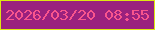 文字の大きさ：4、枠の色：dde712、背景の色：9a217e、文字の色：f9558d 無料ブログパーツのブログ時計