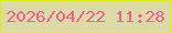 文字の大きさ：4、枠の色：ddee17、背景の色：dedaa7、文字の色：eb6490 無料ブログパーツのブログ時計