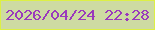 文字の大きさ：1、枠の色：ddf044、背景の色：cedba2、文字の色：9a39bc 無料ブログパーツのブログ時計