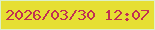 文字の大きさ：5、枠の色：ddf0c7、背景の色：e6df33、文字の色：c13052 無料ブログパーツのブログ時計