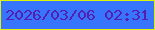 文字の大きさ：5、枠の色：ddf505、背景の色：3875fd、文字の色：541fae 無料ブログパーツのブログ時計