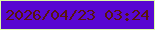 文字の大きさ：1、枠の色：ddfda6、背景の色：5807d1、文字の色：5a150e 無料ブログパーツのブログ時計