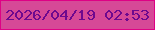 文字の大きさ：5、枠の色：de0185、背景の色：d64997、文字の色：6d098e 無料ブログパーツのブログ時計