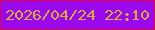 文字の大きさ：3、枠の色：de0441、背景の色：9a09ee、文字の色：d5ac34 無料ブログパーツのブログ時計