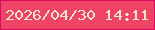 文字の大きさ：4、枠の色：de0764、背景の色：f04466、文字の色：eae7cb 無料ブログパーツのブログ時計