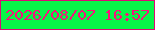 文字の大きさ：2、枠の色：de0875、背景の色：08f548、文字の色：f9117c 無料ブログパーツのブログ時計