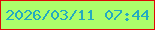文字の大きさ：1、枠の色：de0907、背景の色：acfe6b、文字の色：24aac0 無料ブログパーツのブログ時計