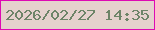 文字の大きさ：2、枠の色：de0ab3、背景の色：e5d1cd、文字の色：6d8468 無料ブログパーツのブログ時計