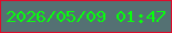 文字の大きさ：2、枠の色：de0b2b、背景の色：547173、文字の色：08fd0e 無料ブログパーツのブログ時計
