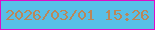 文字の大きさ：1、枠の色：de0bc8、背景の色：58bfe7、文字の色：ba8759 無料ブログパーツのブログ時計