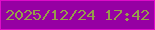 文字の大きさ：1、枠の色：de0bc8、背景の色：9600a3、文字の色：969e4b 無料ブログパーツのブログ時計