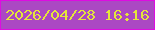 文字の大きさ：5、枠の色：de0ce1、背景の色：ab48c3、文字の色：e4e63a 無料ブログパーツのブログ時計