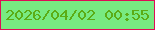 文字の大きさ：4、枠の色：de0d56、背景の色：78ea81、文字の色：5bac15 無料ブログパーツのブログ時計
