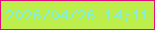 文字の大きさ：2、枠の色：de0e7e、背景の色：bdee4c、文字の色：84efd4 無料ブログパーツのブログ時計