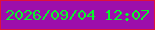 文字の大きさ：3、枠の色：de123b、背景の色：9d0eab、文字の色：0af62b 無料ブログパーツのブログ時計