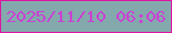 文字の大きさ：3、枠の色：de13a3、背景の色：84a9ad、文字の色：cb40d3 無料ブログパーツのブログ時計