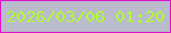 文字の大きさ：5、枠の色：de13ce、背景の色：babbcb、文字の色：affb33 無料ブログパーツのブログ時計