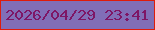 文字の大きさ：4、枠の色：de1c0c、背景の色：816eb7、文字の色：7e1666 無料ブログパーツのブログ時計