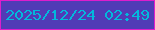 文字の大きさ：2、枠の色：de1dcc、背景の色：513bb6、文字の色：02b9dc 無料ブログパーツのブログ時計