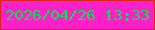 文字の大きさ：3、枠の色：de2417、背景の色：fc20c9、文字の色：0ee054 無料ブログパーツのブログ時計