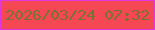 文字の大きさ：4、枠の色：de35dc、背景の色：f64755、文字の色：767230 無料ブログパーツのブログ時計